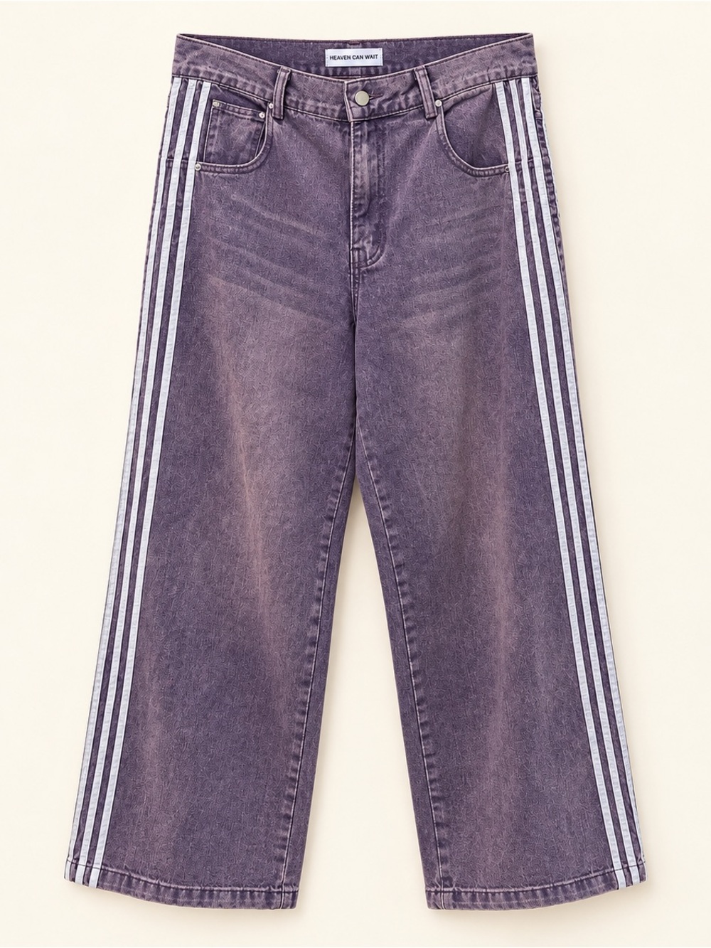 Heaven Can Wait V2 Track Jeans Lilac Purple Striped Wide Leg Denim M